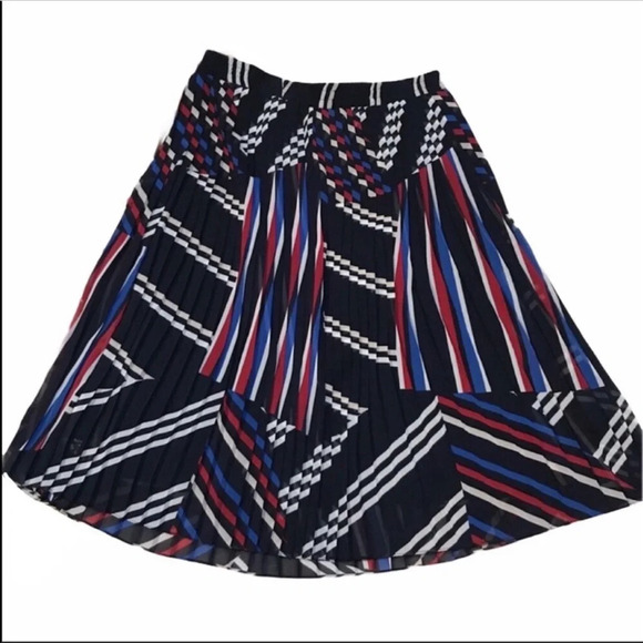Roz & Ali Pleated Red White Blue Skirt Size M - Picture 1 of 7